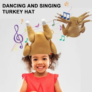 Cappello Pollo Arrosto Canto e Banza Gambe Mobile Tacchino Berretto con Musica - Foto 1 di 8