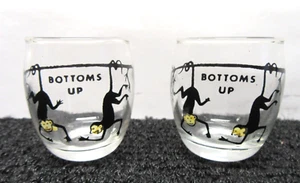 Vtg 1960's Set/2 "Bottoms Up" Monkey Shot Glasses See Pics!! We Combine Shipping - Picture 1 of 7