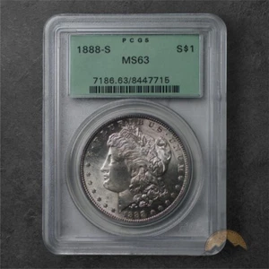 1888-S Morgan Silver Dollar $1 - PCGS MS63 - Old Green Label - San Francisco - Picture 1 of 2