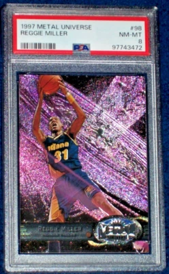 Reggie Miller #98 Metal Universe 1997 PSA 8 Indiana Pacers Foto 1 de 3