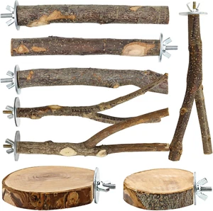 8 PIEZAS Perchas de Pájaros de Madera Natural para Jaula, Soporte de Percha de Loro de Madera, Jaula de Pájaros Ac - Imagen 1 de 12