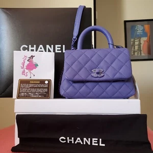 Chanel Coco Handle Bag Caviar Extra Mini / Mini 7.25 inches purple caviar bag - Picture 1 of 17