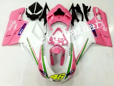 Fit for 2007-2011 Ducati 848/1098/1198 Pink White ABS Injection Fairing Kit - Изображение 1 из 4