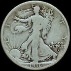 1916-D Walking Liberty Half Dollar ✪ Fine F ✪ 50C Silver Coin 82 ◢Trusted◣