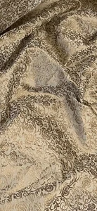 Beige Gold Rose Flower Banarasi Brocade Fabric 50’’ PRICE PER METER - Picture 1 of 2