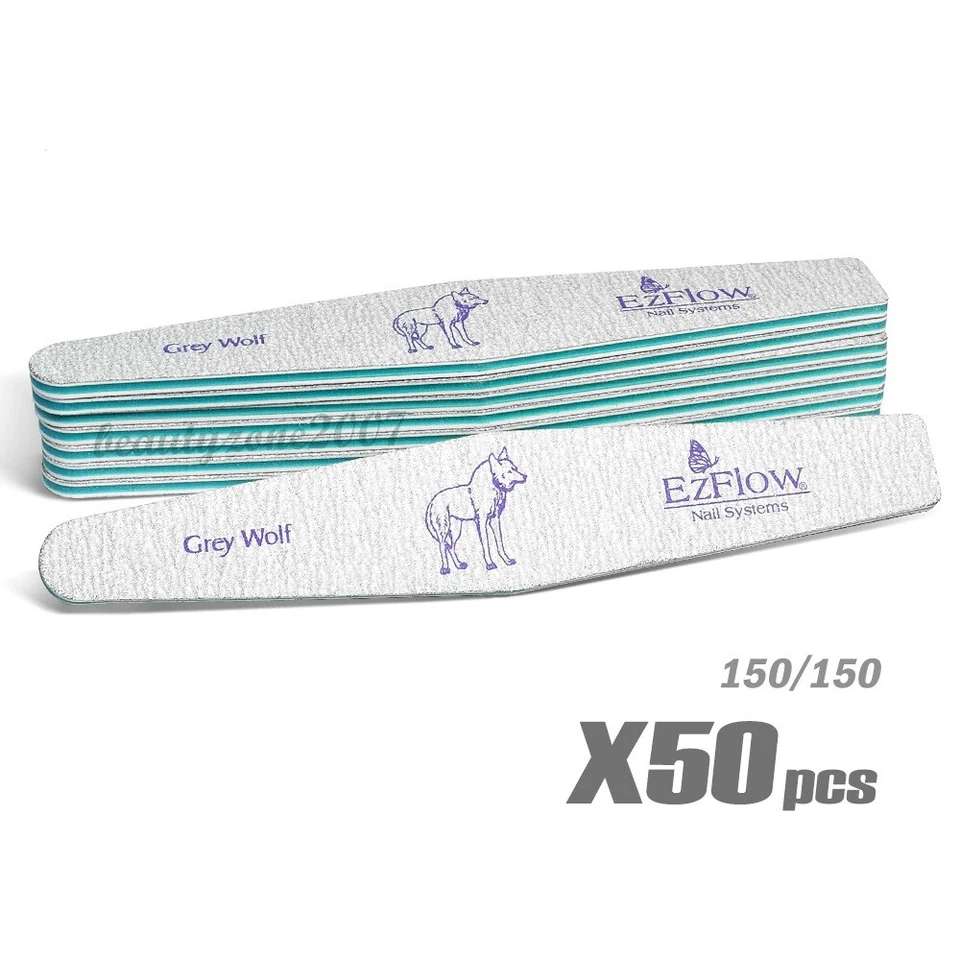 Ezflow Grey Wolf Nail Files 150/150 x 50ct for acrylic UV gel Dip powder - Image 1 of 1