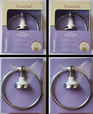 Juego de anillos de toalla de latón Franklin (2 anillos) níquel satinado/blanco 63672SNW nuevo en caja Foto 1 de 4