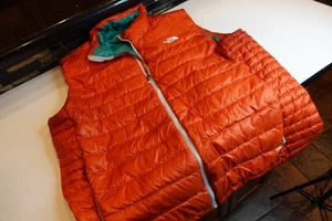 NORTH FACE Puffy ORANGE Green inside WINTER VEST 2XL XXL Men WARM Light A3 - Picture 1 of 7