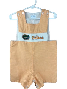Vive La Fete Jungen Shortall geräuchert Florida Alligatoren 18 Monate orange blau weiß gebraucht, in einwandfreiem Zustand - Bild 1 von 6