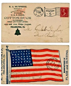 🚩 AMERICAN PATRIOTIC AD COVER COTTON DUCK COVERS💥1900 FANCY CANCEL💥 - Picture 1 of 4