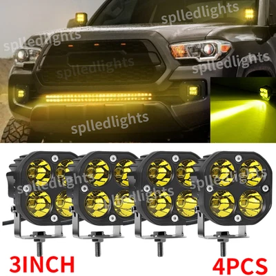 Ajuste 2005-2015 Toyota Tacoma Zanja Lado 3" LED Vainas Cubo Parachoques Luces Auxiliares Foto 1 de 4