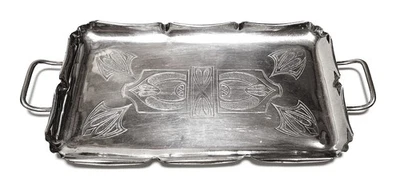 WMF Straußenmarke Serviertablett - Art Deco 30er Jahre - vernickel -Gr.36 x 20cm - Bild 1 von 4