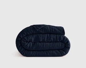 NWOT QUINCE EUROPEAN LINEN BOX QUILT ONLY KING / CAL KING NAVY RETAIL $179 - Picture 1 of 17