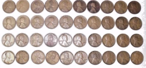50 Year Lincoln cent run (1909 to 1959-except 1922) & six semi keys = 56 coins! - Picture 1 of 4