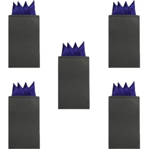 5 PCS Men Classic 4 Folds Handkerchief Wedding Business Pre-folded Pocket Square - Picture 1 of 24