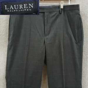 Lauren Ralph Lauren Dress Pants Men's 34 Charcoal Brown Glen Plaid 30" Inseam - Picture 1 of 15