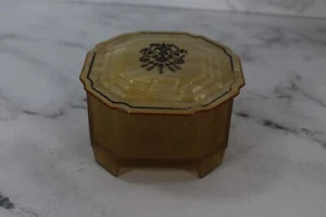Vintage Celluloid Lidded Pink Glass Powder Jar Trinket Box Vanity Set - Picture 1 of 4