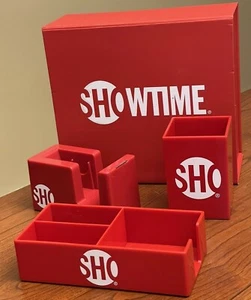 Showtime Network TV Promotional Advertising Desk Set Red & White 3 Pieces in Box - Picture 1 of 12