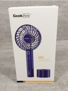 Geek Aire Mini Rechargeable Portable Fan + Power Bank 6 Blade 5 Speed NEW Blue - Picture 1 of 6