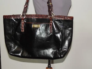 Brahmin Black Leather / Brown Croc Handbag / Purse - Picture 1 of 6