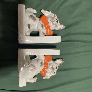 Vintage Ceramic Lustreware Whimsical Scotty Dog Bookends Very Cute Very Sweet - Picture 1 of 7