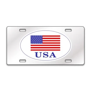 FLAG USA Chrome or Black Acrylic Standard License Plate LP0263 - Picture 1 of 9