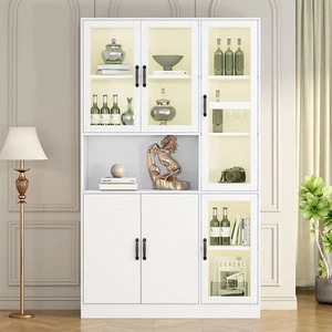Standvitrine Hochschrank mit LED Beleuchtung Glasvitrine Bücherschrank Vitrine - Bild 1 von 10