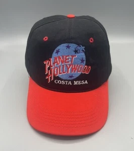 Vintage 90s Planet Hollywood Costa Mesa Snapback Cap Hat Promo Black Red - Picture 1 of 5