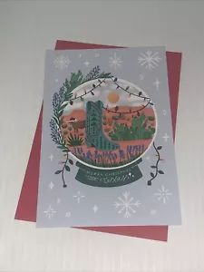 Hallmark From Texas Christmas Card: Snow Globe Longhorn Cowboy Boot Big Time Fun - Picture 1 of 5