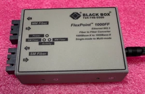 Black Box FlexPoint 1000FF Fiber-to-Fiber Mode Converter LMC1001AE W/ Power Cord - Picture 1 of 3