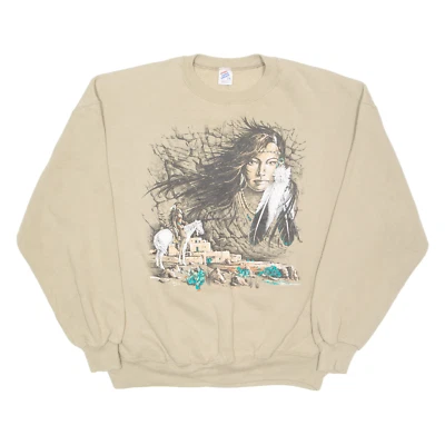 Moletom masculino vintage JERZEES feminino nativo americano verde gola redonda anos 90 2XL - Imagem 1 de 4