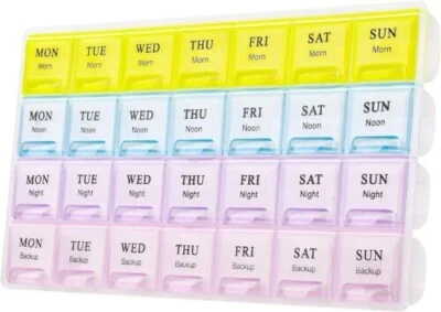 Extra Large Weekly Pill Organizer Medicine Cases Boxs For Vitamins 2 Times A Day - Image 1 of 4