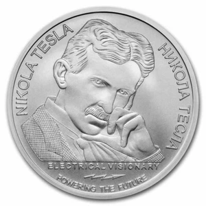 2020 Serbia X-Rays Shadowgraph Nikola Tesla 1 oz .999 Silver 100 Dinara Coin - Picture 1 of 2