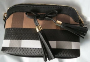 Small Fashion Shoulder Bag ~ Shades of Brown, White ~ Crossbody Chain Wriststrap - Picture 1 of 12