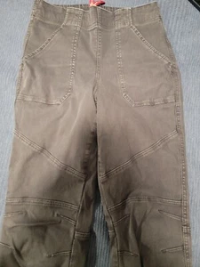 Pantalones de chándal Spanx gris oscuro estilo jean para mujer de sarga elástica talla pequeña - Imagen 1 de 5
