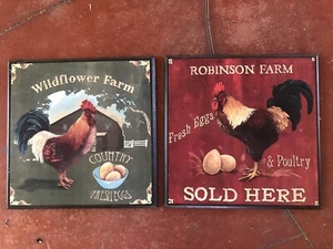 Framed Wall Farm Eggs rooster Prints pictures   set of 2 Great Condition - Picture 1 of 7