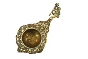 Italienisches TEEBEUTELSIEB Löwe Cherub verziert Silber über Messing Vintage - Bild 1 von 12