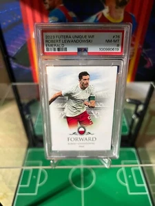2023 Futera Unique World Football ROBERT LEWANDOWSKI /25 Emerald #076 PSA 8 - Picture 1 of 22