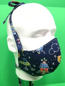 Copri Maschera Viso Cotone Spazio 3 Strati Fatto a Mano Riutilizzabile USA 100% Cotone - Foto 1 di 3