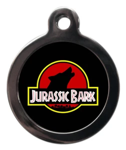 Haustier-ID-Tag JURASSIC BARK personalisierter Anhänger oder Schlüsselanhänger 2 Größen - Bild 1 von 3