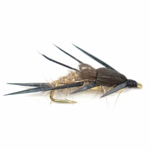 Double Bead Gold Ribbed Hare's Ear Biot Legs Nymph Fishing Fly Hook Size 14 - Picture 1 of 1