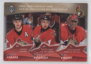 2007 McDonald's Three Stars Checklists Jason Spezza Dany Heatley Ray Emery #CL3
