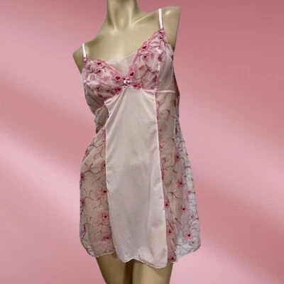 NUEVO CON ETIQUETAS Camisón Felina Babydoll MEDIANO Rosa Multi Floral Elastizado Nylon NOVIA Foto 1 de 4