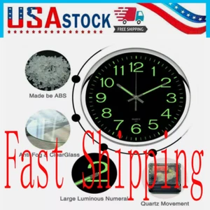Large 12 inch Modern Battery Wall Clock Luminous Glow Night Light Quartz *US**** - Picture 1 of 11