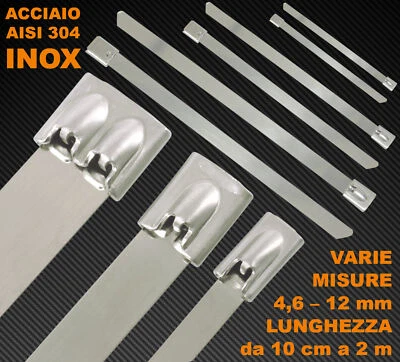 FASCETTE Acciaio INOX clip inossidabile AISI 304 cablaggio metallo cavi morsetto - Immagine 1 di 4