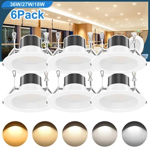 6 Pack LED Downlight 8" 36W 5CCT Commercial Recessed Ceiling Lights Home Office - Picture 1 of 13