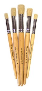 Pack 5 Hog Bristle Stencil Brushes Short Handle Artist Brush Set Sizes 2 4 & 6 - Picture 1 of 3