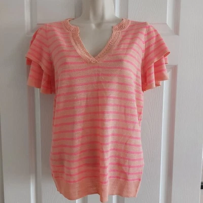 Next Coral And Pink Linen Mix Top Size M - Image 1 of 4
