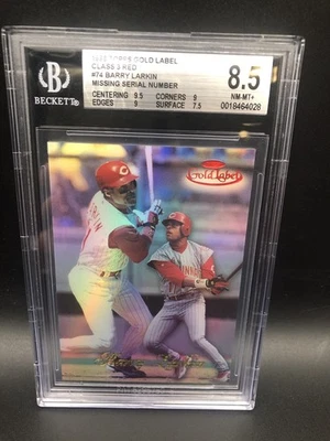 1998 TOPPS GOLD CLASS 3 RED LABEL MISSING SERIAL #74 BARRY LARKIN REDS BGS 8.5 - Image 1 of 2