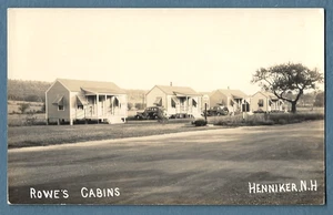 228 c1940s RPPC Real Photo Postcard Rowe's Cabins Henniker NH Roadside America - Picture 1 of 1